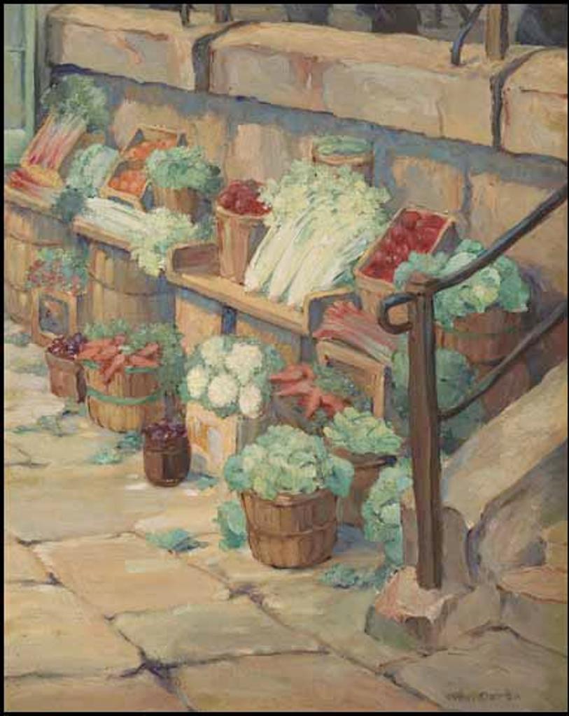 Paul Archibald Octave Caron (1874-1941) - A Fruit and Vegetable Stall, Bonsecours Market, Montreal