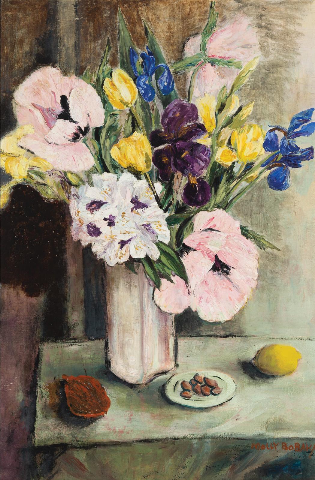 Molly Joan Lamb Bobak (1922-2014) - Still Life With Flowers And A Lemon, 1956