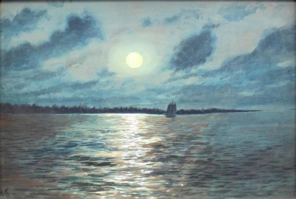 Marmaduke Matthews (1837-1913) - Sailing by Moonlight