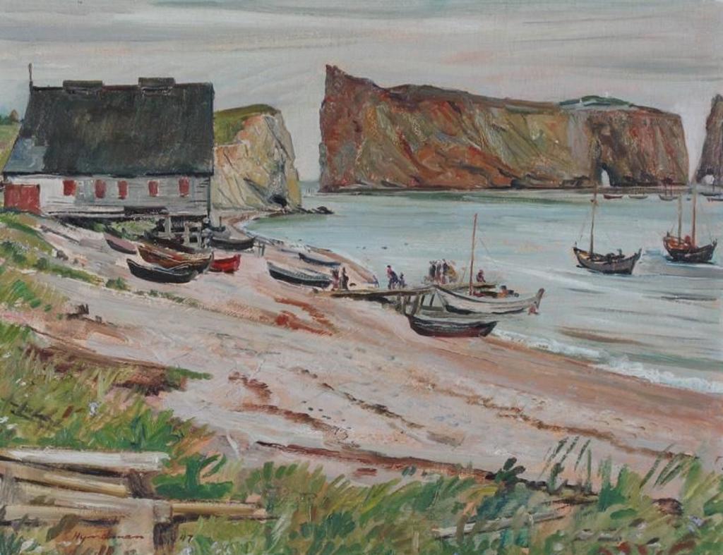 Robert Stewart Hyndman (1915-2009) - Fishermans Shack, Perce Rock; 1947