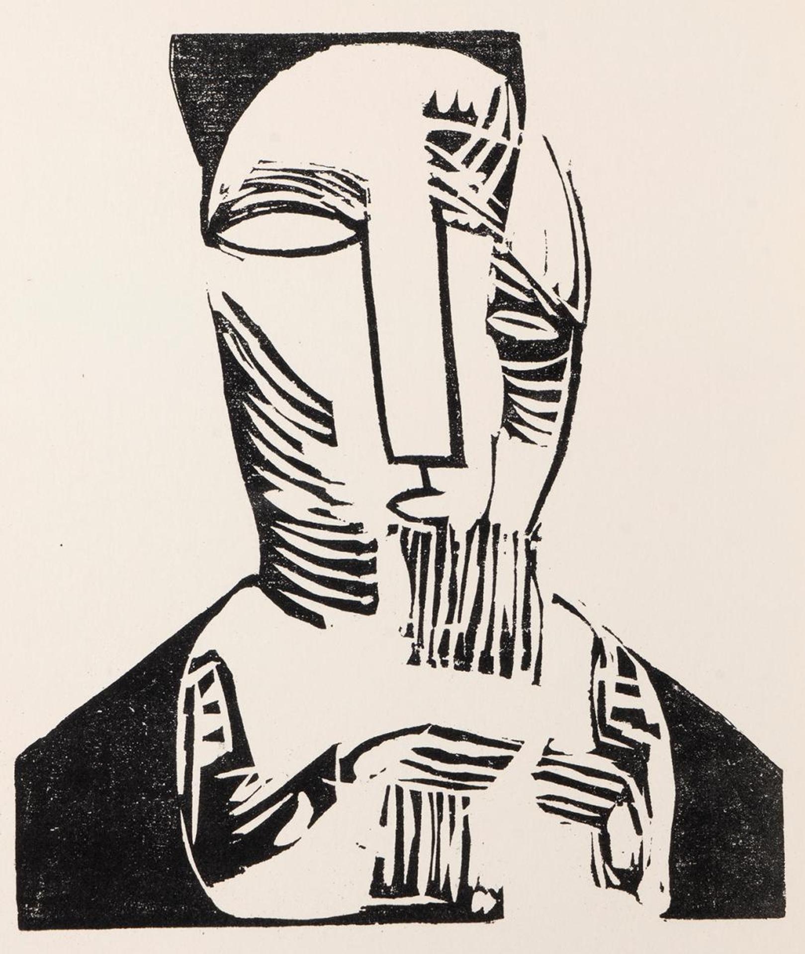 Lasar Segall (1891-1957) - Untitled - Striped Portrait