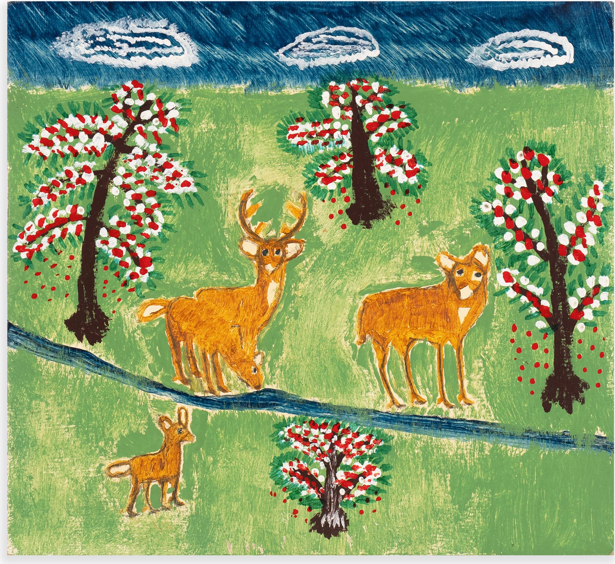 Everett Lewis (1893-1979) - Family of Deer