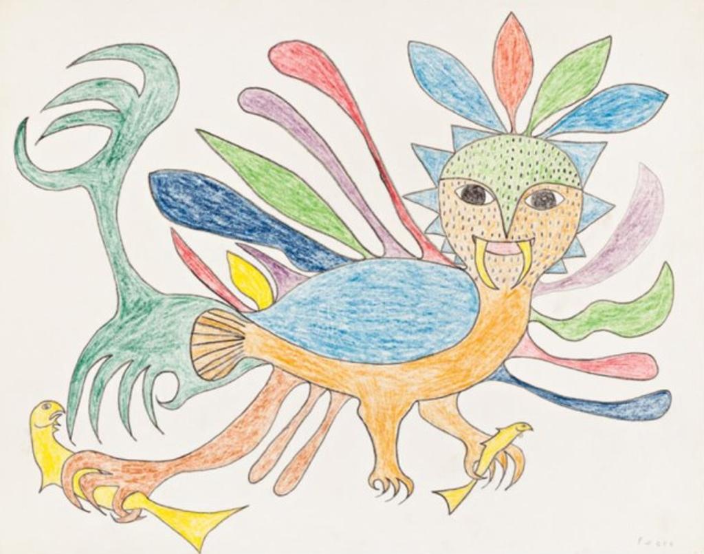 Kenojuak Ashevak (1927-2013) - Untitled (Spirit Owl Holding Fish), ca. 1963-65
