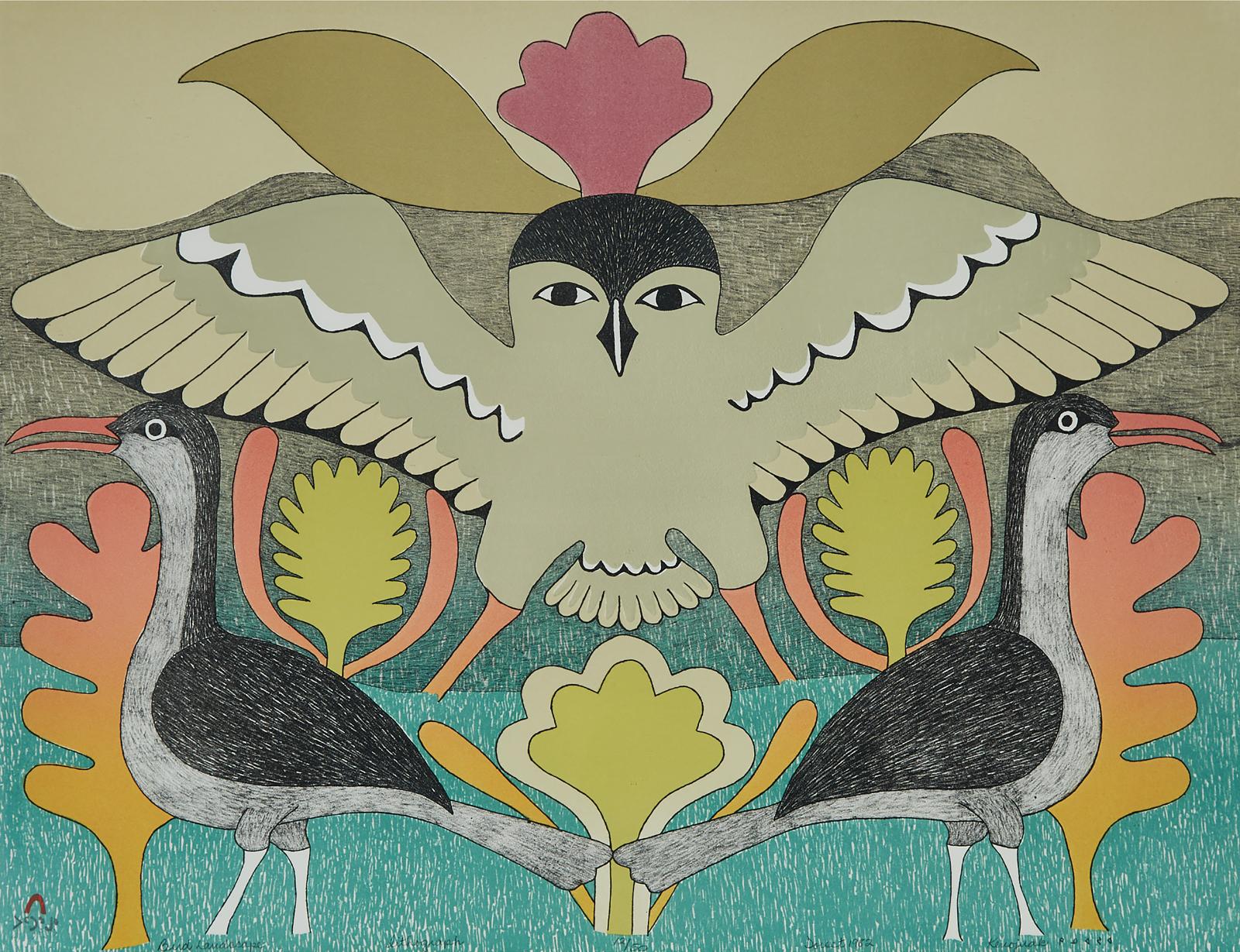 Kenojuak Ashevak (1927-2013) - Bird Landscape
