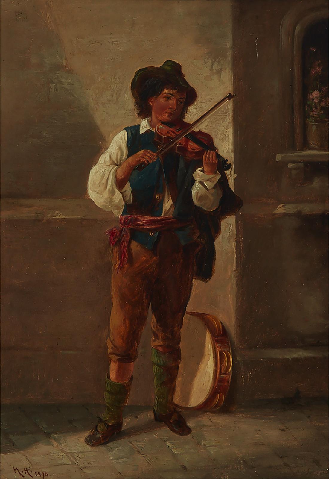 Sir Hubert von Herkomer (1849-1914) - Young Street Musician Playing The Violin, 1876