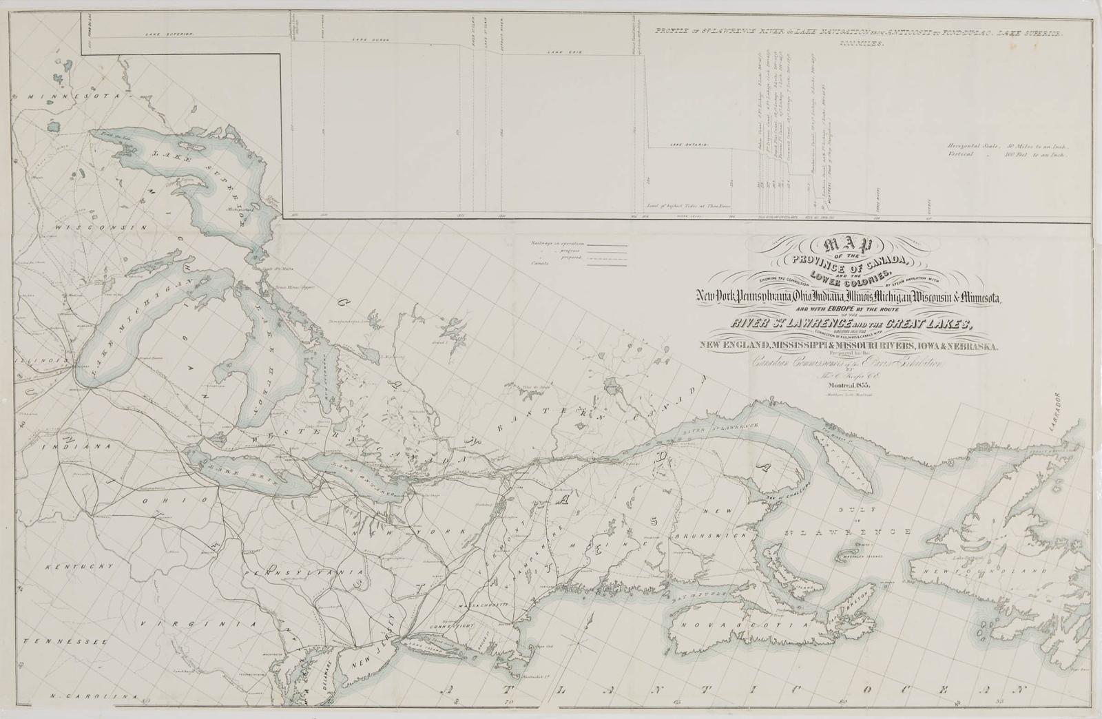 Thomas Coltrin Keefer (1821-1915) - Map Of The Province Of Canada And The Lower Colonies, 1855