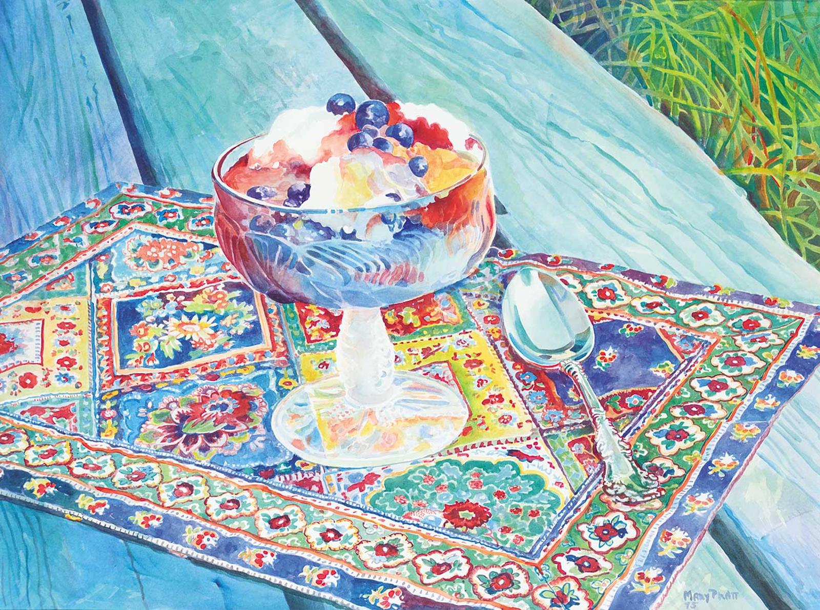 Mary Frances West Pratt (1935-2018) - Snow Pudding, Blueberries, Custard and Raspberry Sauce