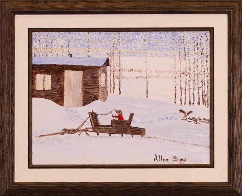 Allen Fredrick Sapp (1929-2015) - Untitled, Child with Red Coat in Sleigh