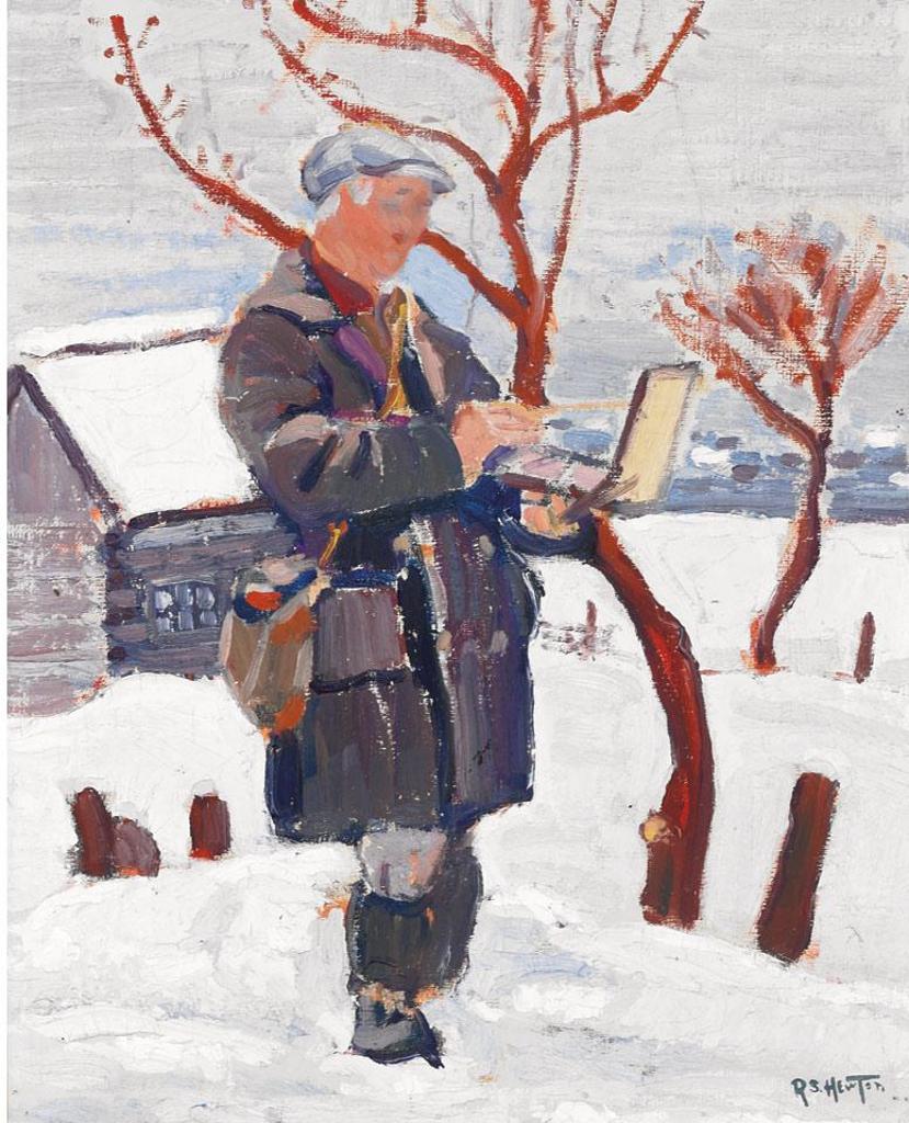 Randolph Stanley Hewton (1888-1960) - The Artist Sketching In Winter