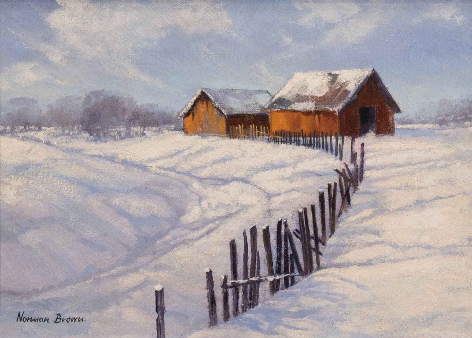 Norman Richard Brown (1958-1999) - Farm Buildings In Winter