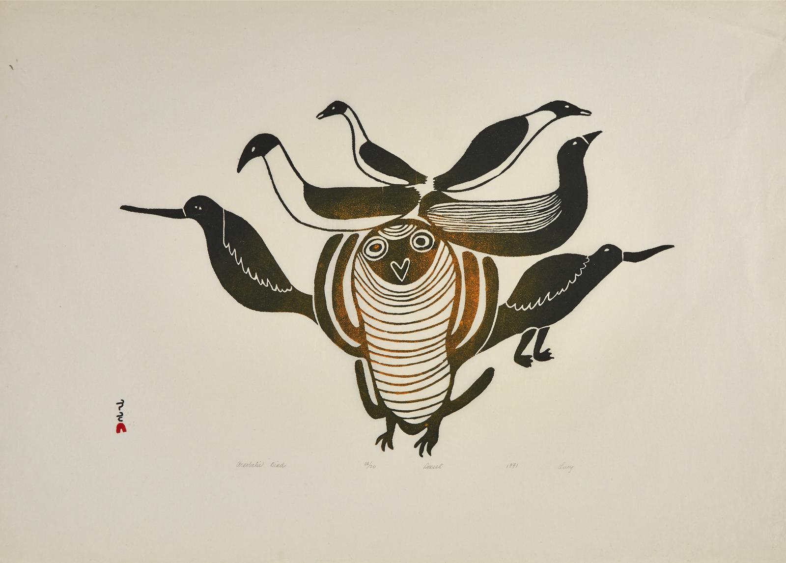 Lucy Qinnuayuak (1915-1982) - Acrobatic Bird