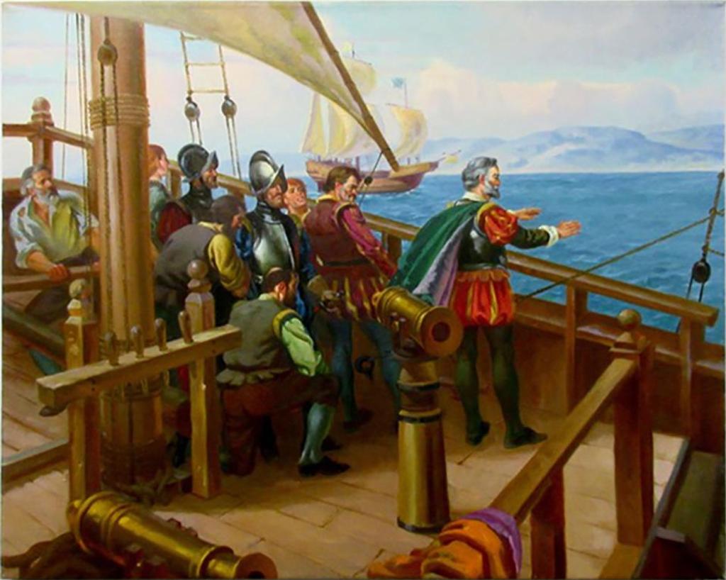 John David Kelly (1862-1958) - Jacques Cartier Naming The St. Lawrence And Gulf (2); Sir Humphrey Gilbert Proclaims Newfoundland As A Crown Colony
