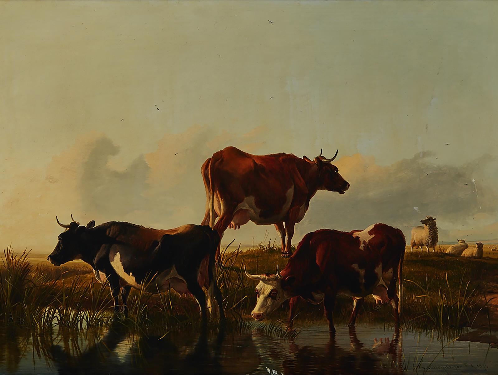 Thomas Sydney Cooper (1803-1902) - Cows And Sheep Grazing