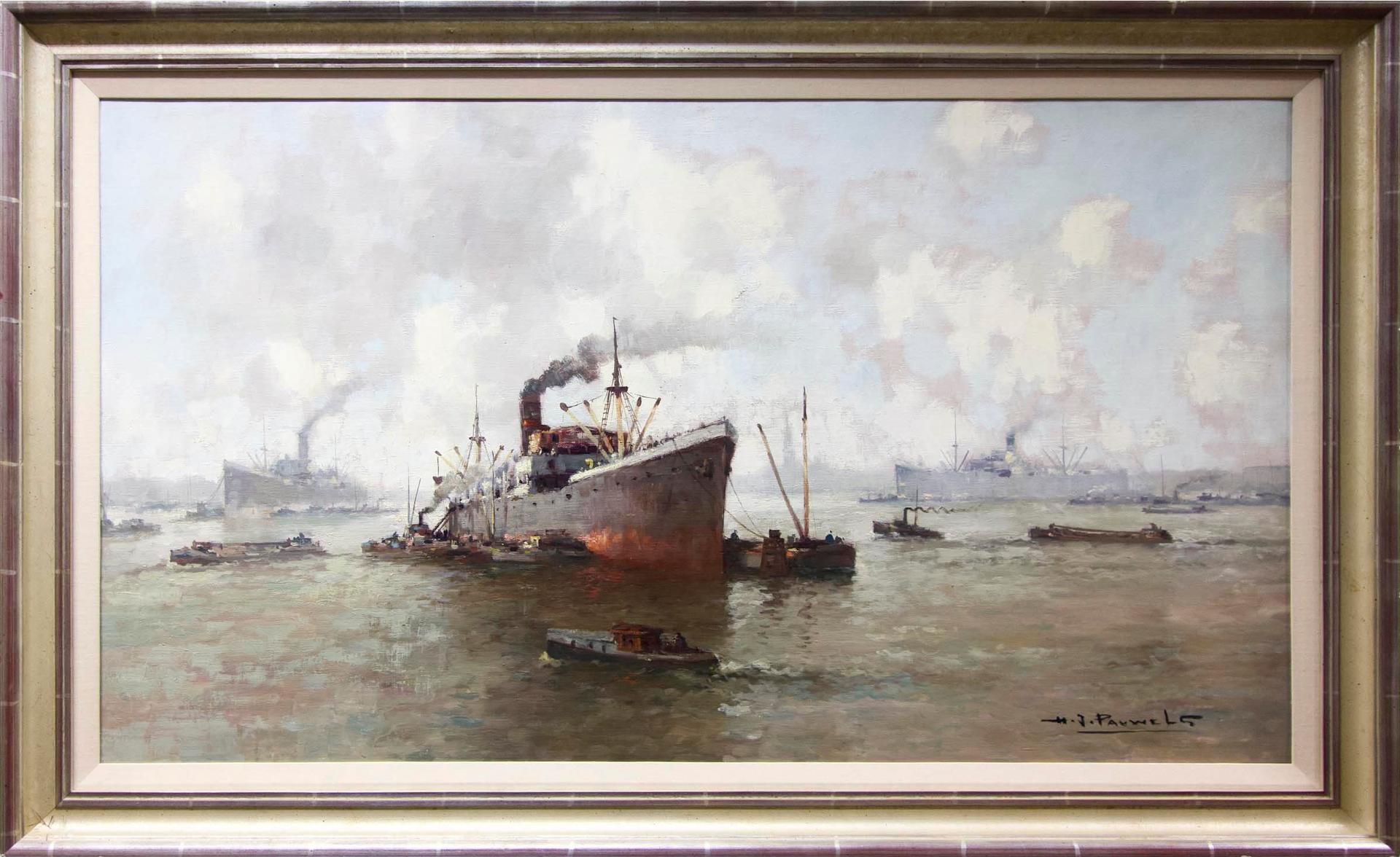 Henri Joseph Pauwels - Untitled (A Busy Harbour)