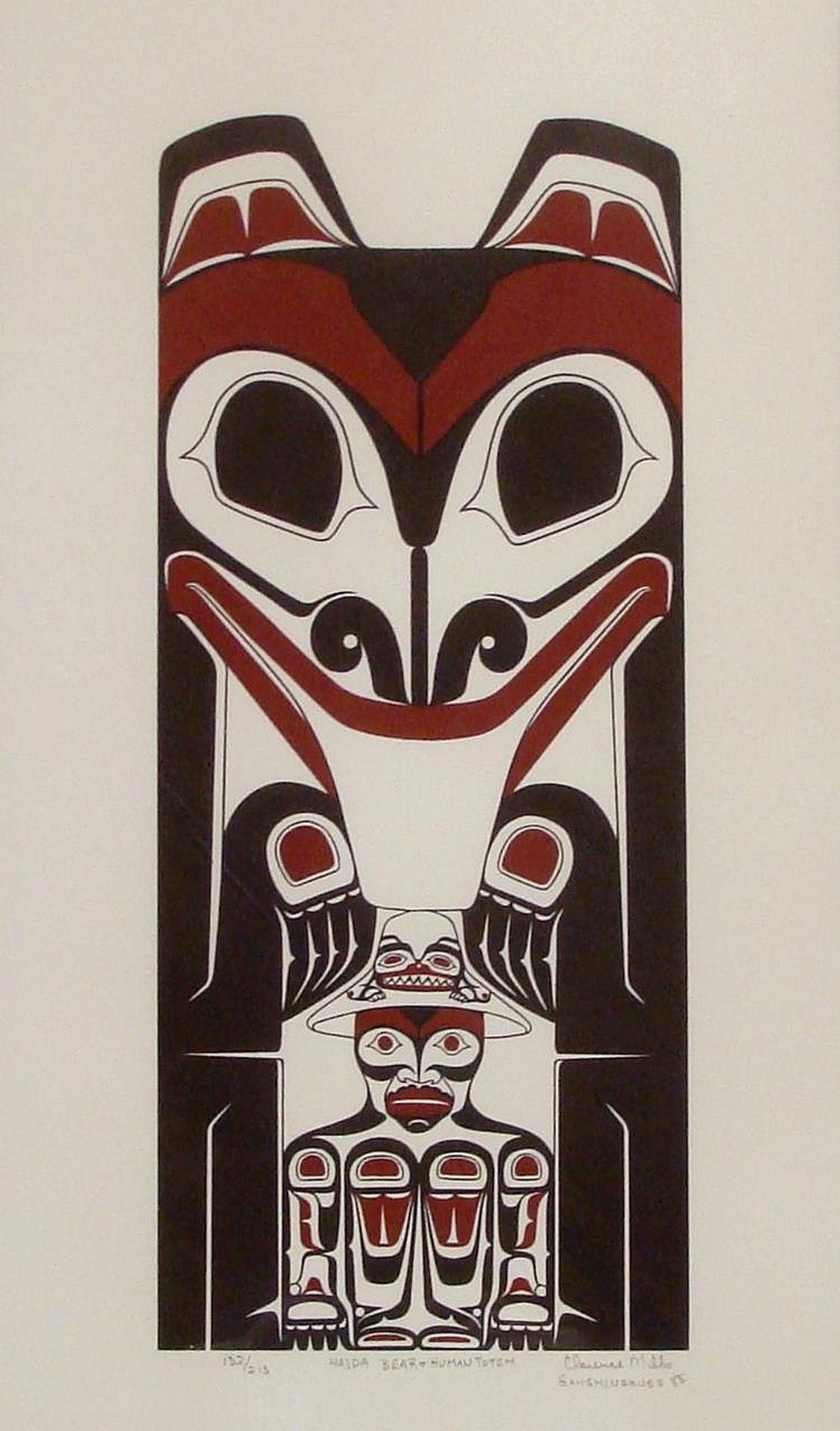 Clarence Mills - Haida Bear & Human Totem