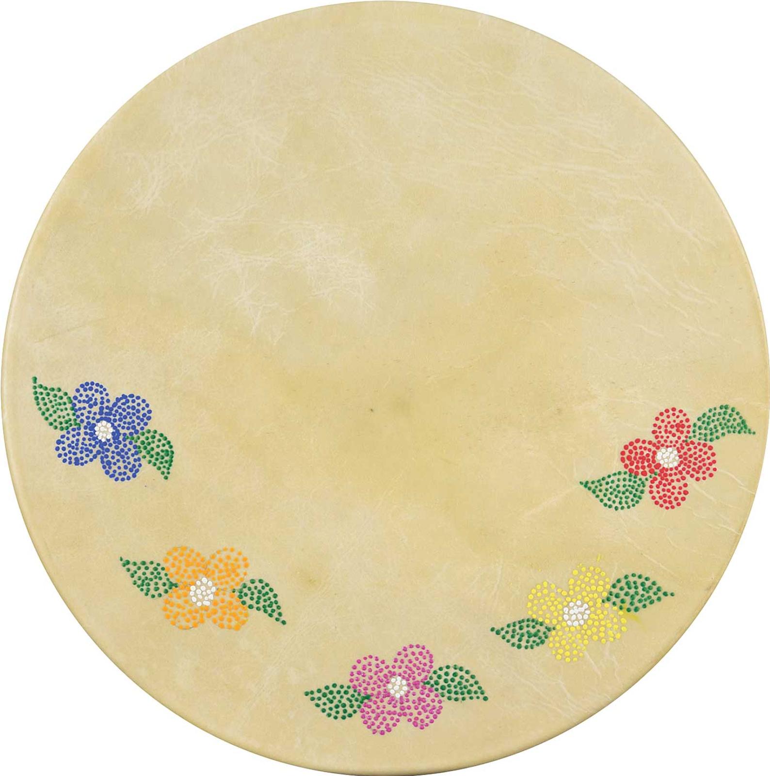 First Nations Basket School - Untitled - Floral Painted Drum