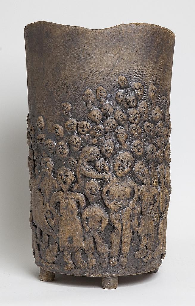 Maria Gakovic (1913-1999) - Untitled - Tall, Upright Container with People Motif