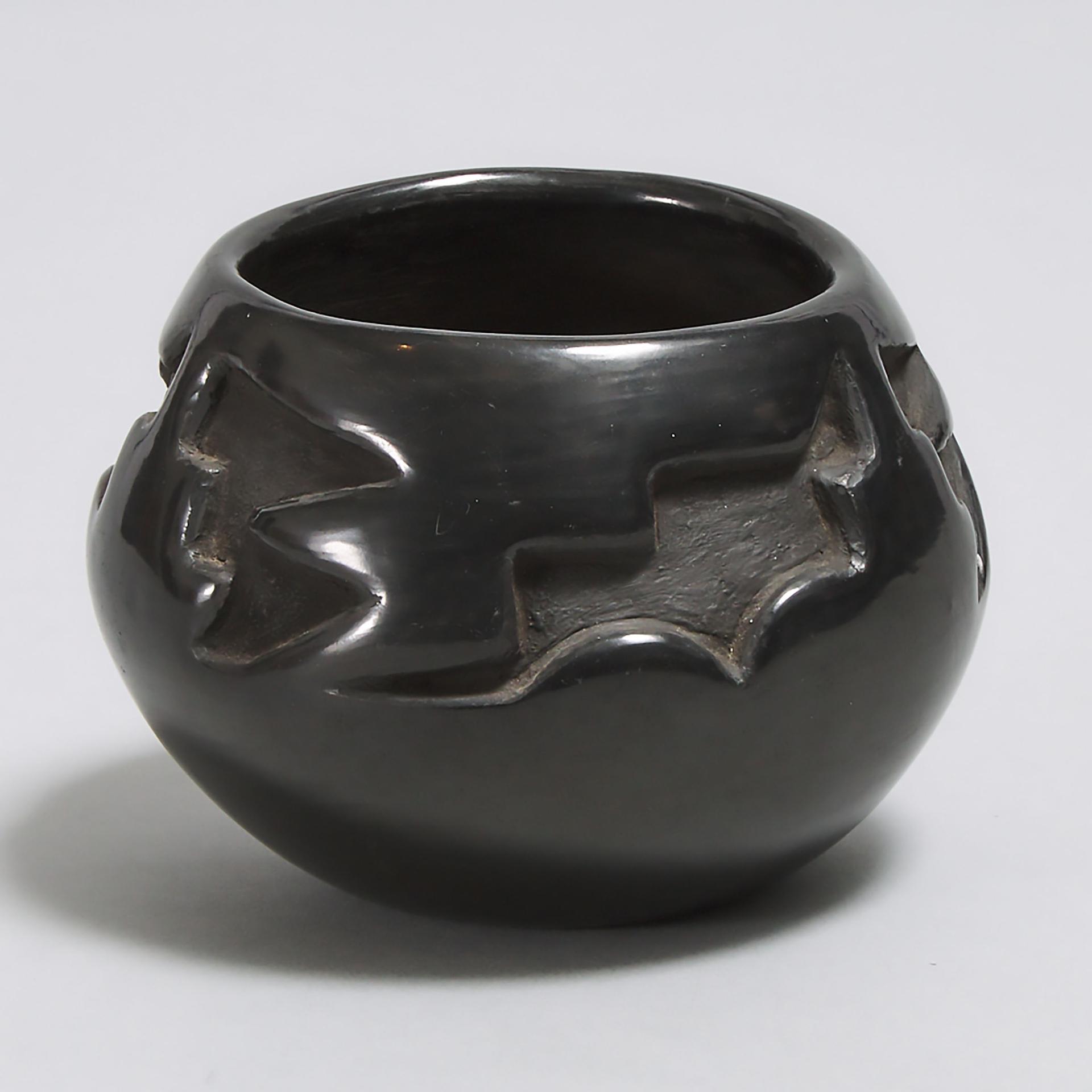 Flora Naranjo (1914-2000) - Pueblo Caved And Polished Black Ware Coiled Pottery Jar, Santa Clara, New Mexico, 1971