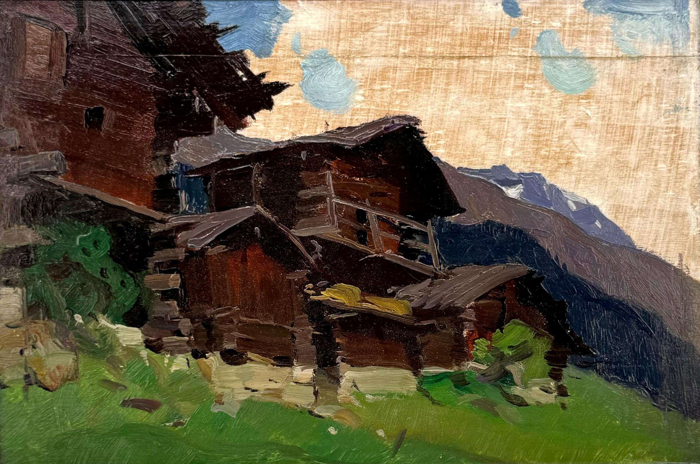 Clarence Alphonse Gagnon (1881-1942) - Chalets de la vallée d'Ayer (Valais) Suisse, 1928