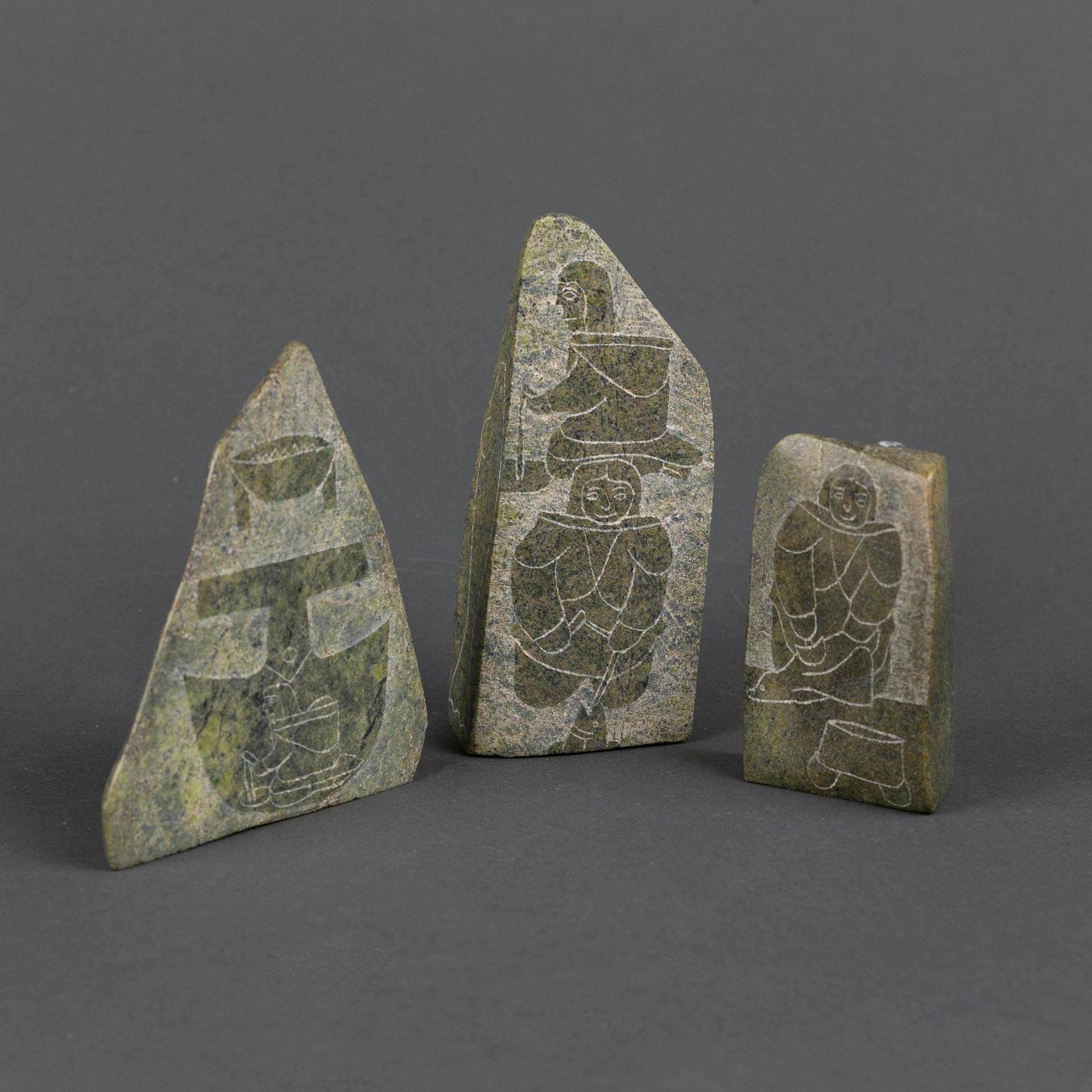 Annie Ainalik (1961) - Three Small Etchings On Soapstone
