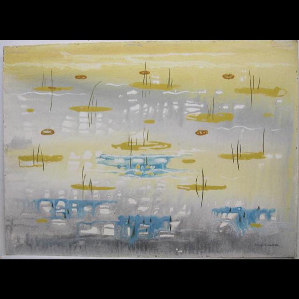 Bobs (Zema Barbara) Cogill Haworth (1900-1988) - Spring Ice On The Marsh Land; Abstract On White (Floating)