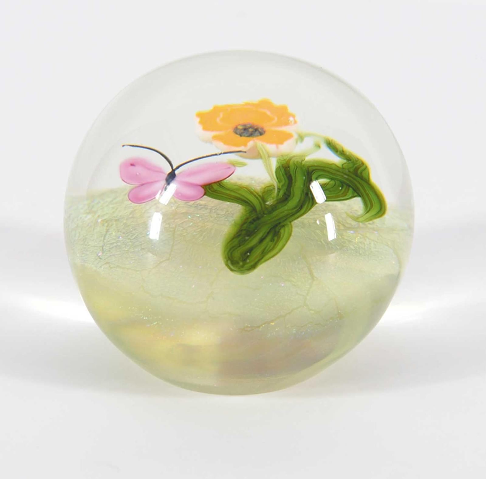 Lundberg Studios School - Butterfly and Flower Paperweight