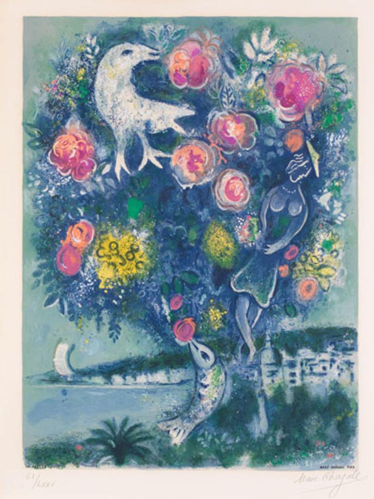 Marc Chagall (1887-1985) - Angel Bay with Bouquet of Roses
