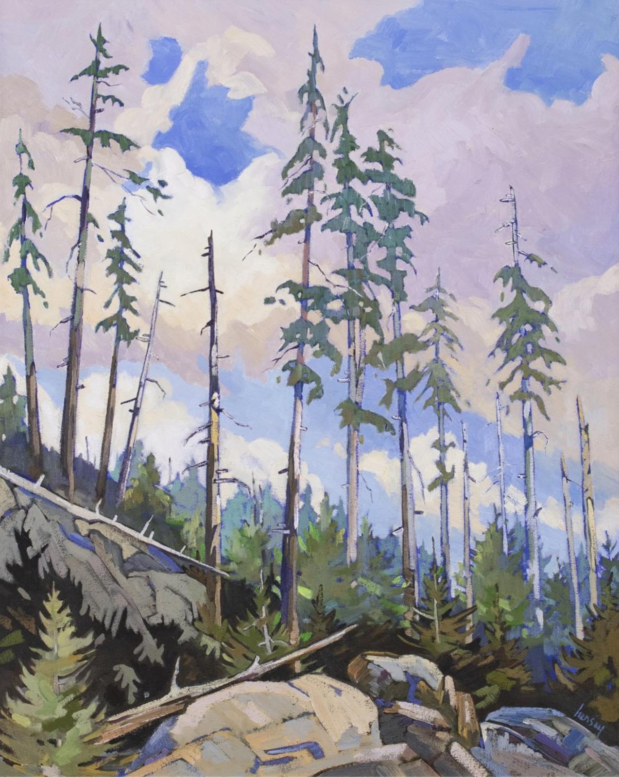 Karen R. Hersey (1941) - Pine Trees On A Rocky Slope