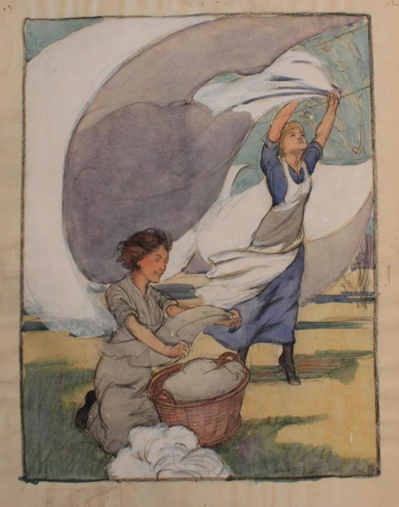 William George Storm Storm (1882-1917) - Women Hanging Washing