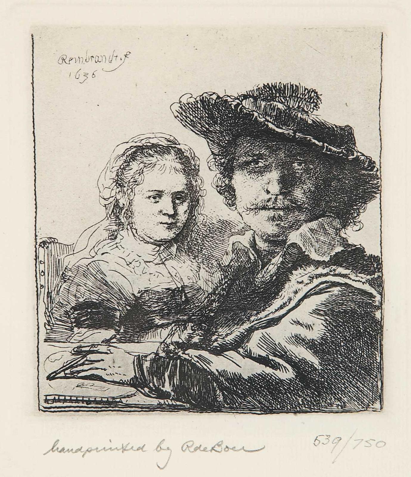 Rembrandt Harmensz Van Ryn-Rembrandt - Rembrandt and his wife Saskia  #539/750