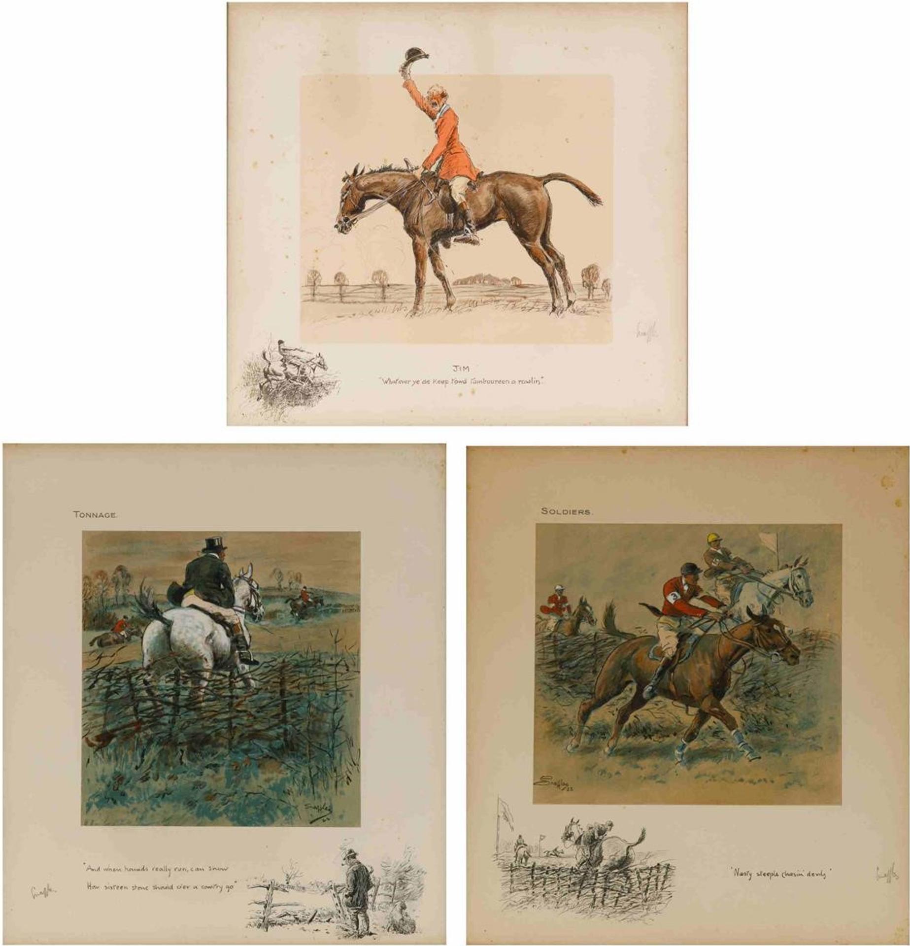 Charlie Johnson Payne Snaffles (1884-1967) - Three Prints in Colours with some handcolouring