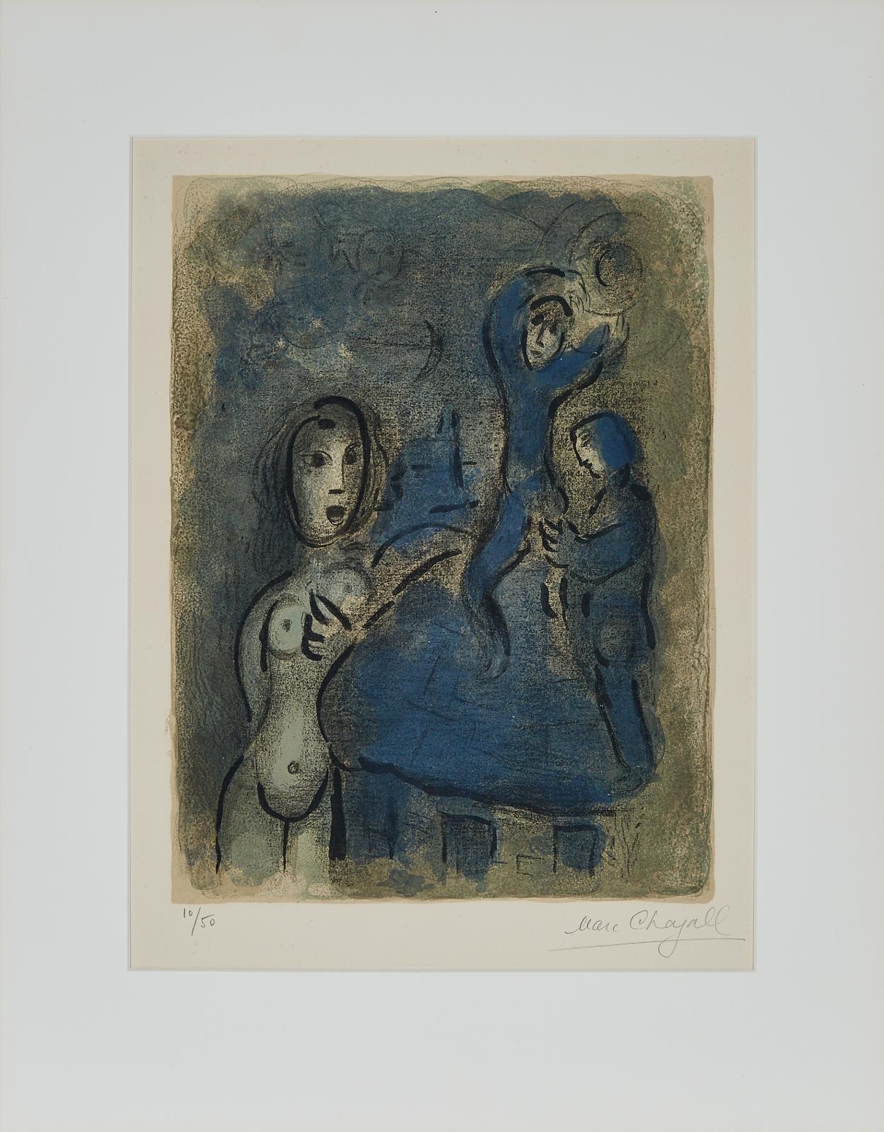 Marc Chagall (1887-1985) - Rahab Et Les Espions De Jericho (From Dessins Pour La Bible), 1960 [mourlot, 244]