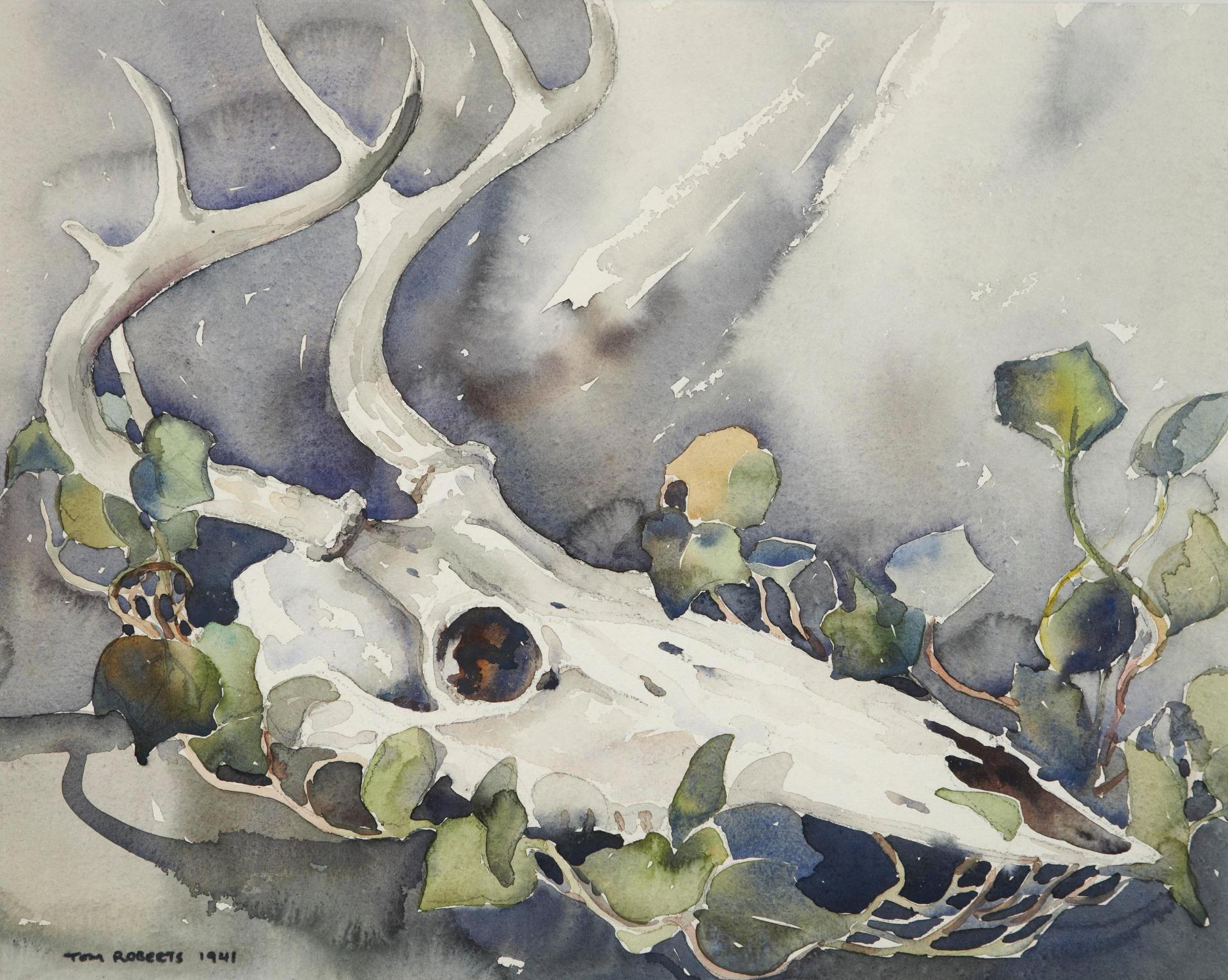Thomas Keith (Tom) Roberts (1909-1998) - Skull and Ivy (A study of a church on the reverse)