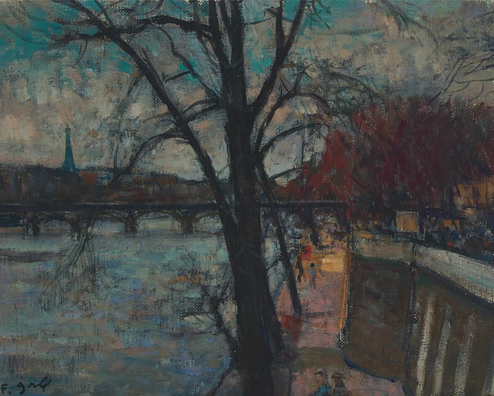 François Gall (1912-1987) - Evening On The Seine (The Eiffel Tower In The Distance)