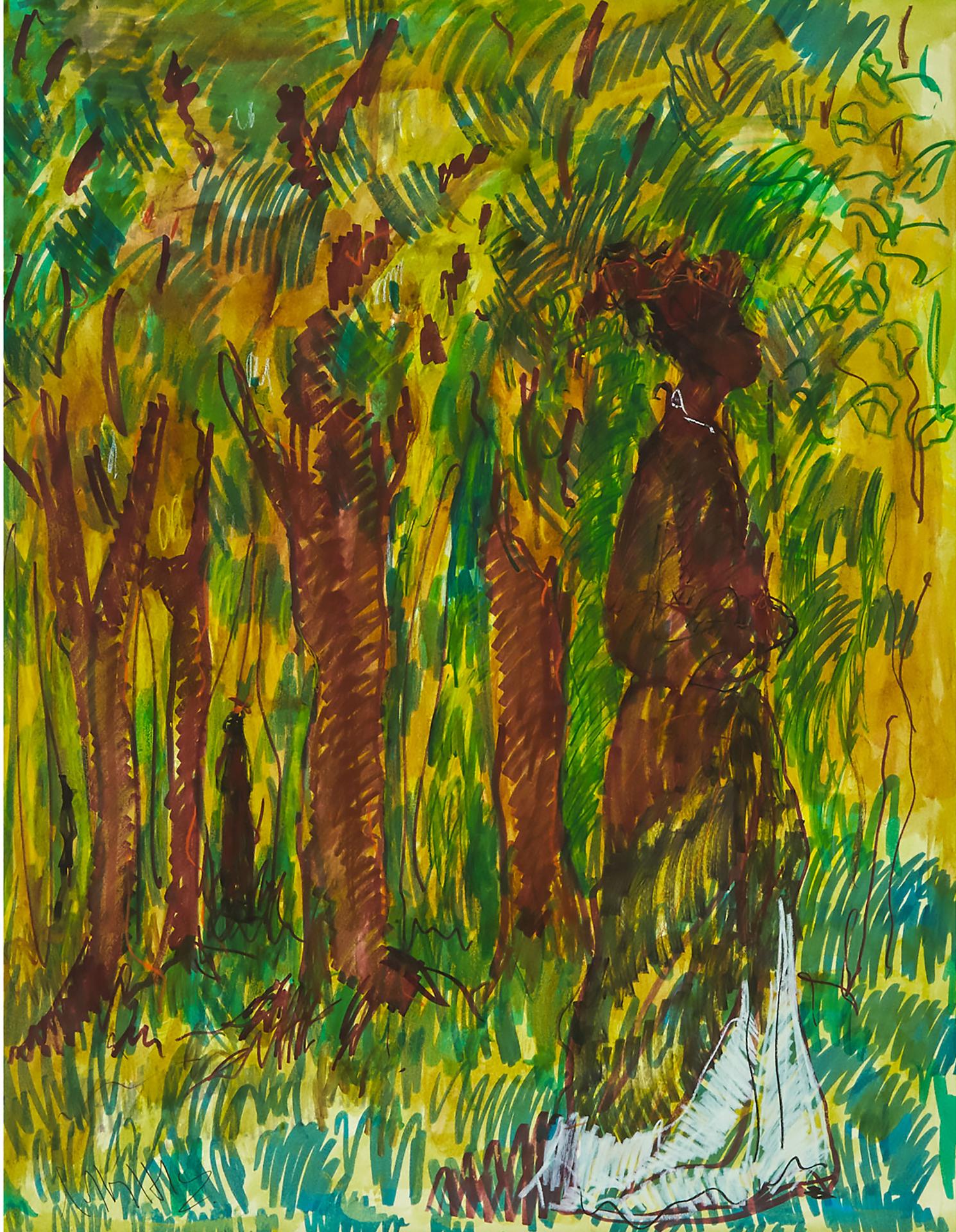Geoffrey Holder - Walking Woman Among Trees