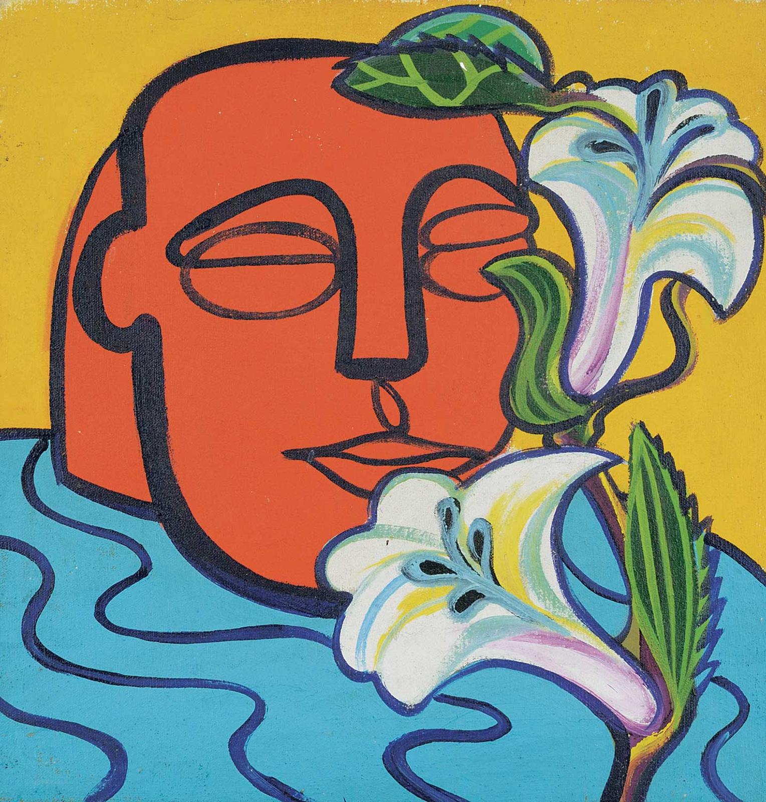 David Pugh (1946-1994) - Untitled - Smelling Flowers