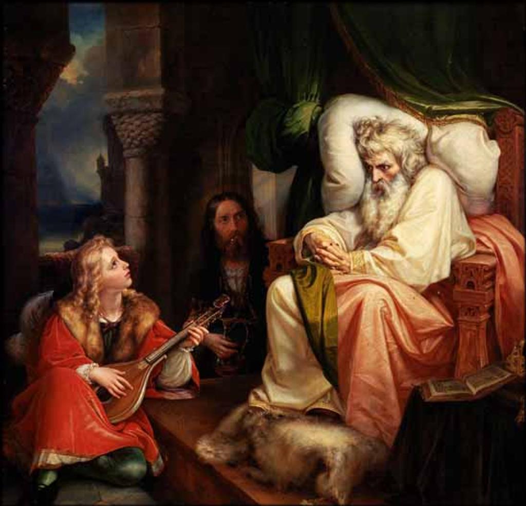 Karl Joseph Begas (1794-1854) - Ein alter König lauscht dem Saitenspiel eines Pagen (The Old King Listening to his Page Playing a Lyre)