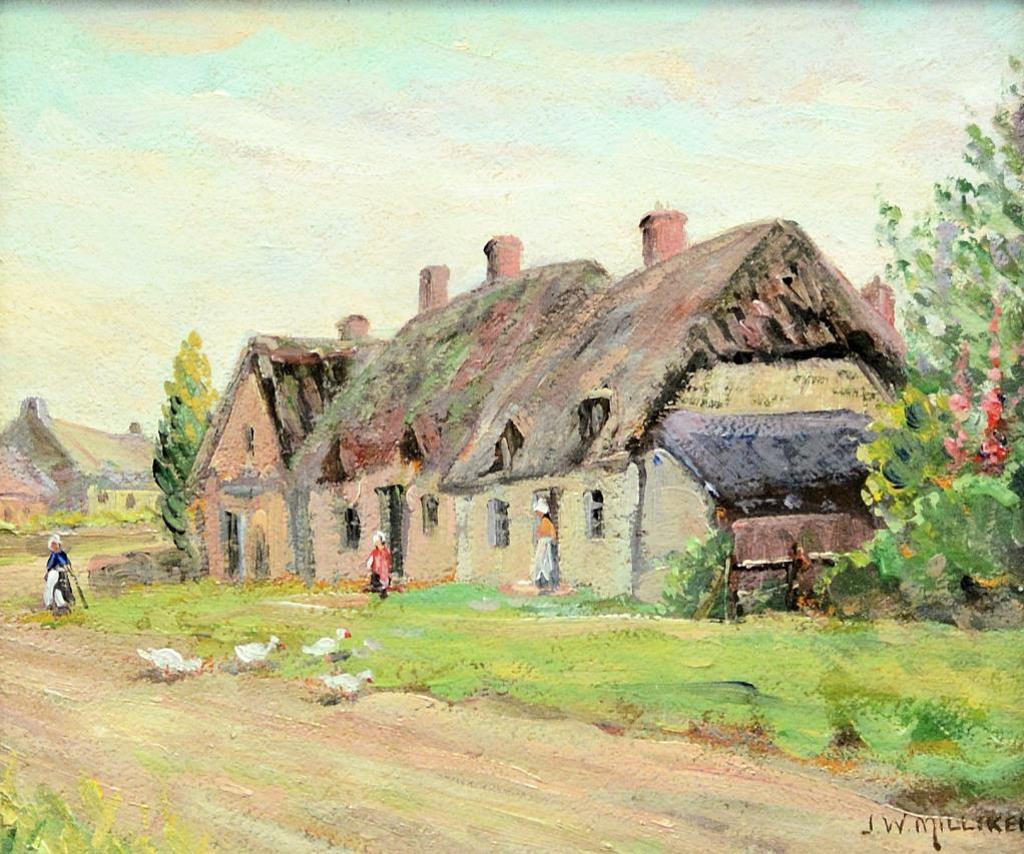 James W. Milliken (1887-1930) - Chickens on a Country Lane
