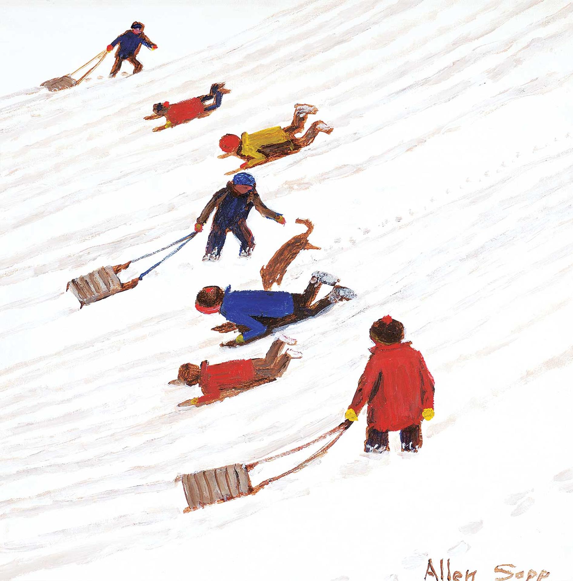 Allen Fredrick Sapp (1929-2015) - Untitled - Kiddies Having Fun Sliding