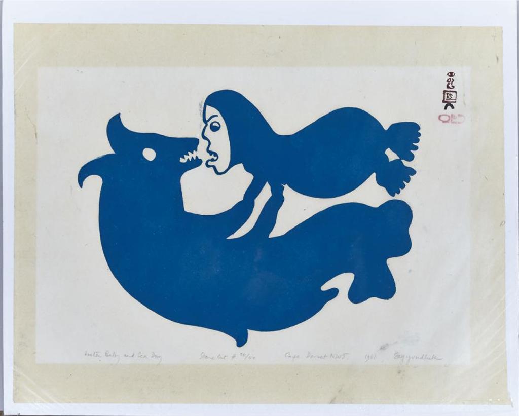 Eegyvudluk Pootoogook (1931-1999) - Water Baby And Sea Dog