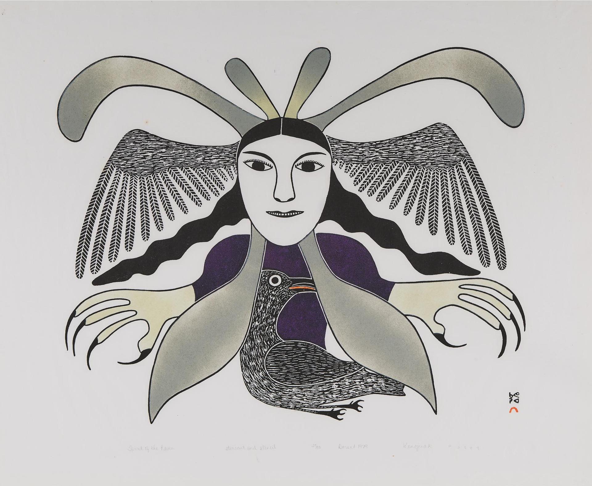 Kenojuak Ashevak (1927-2013) - Spirit Of The Raven, 1979