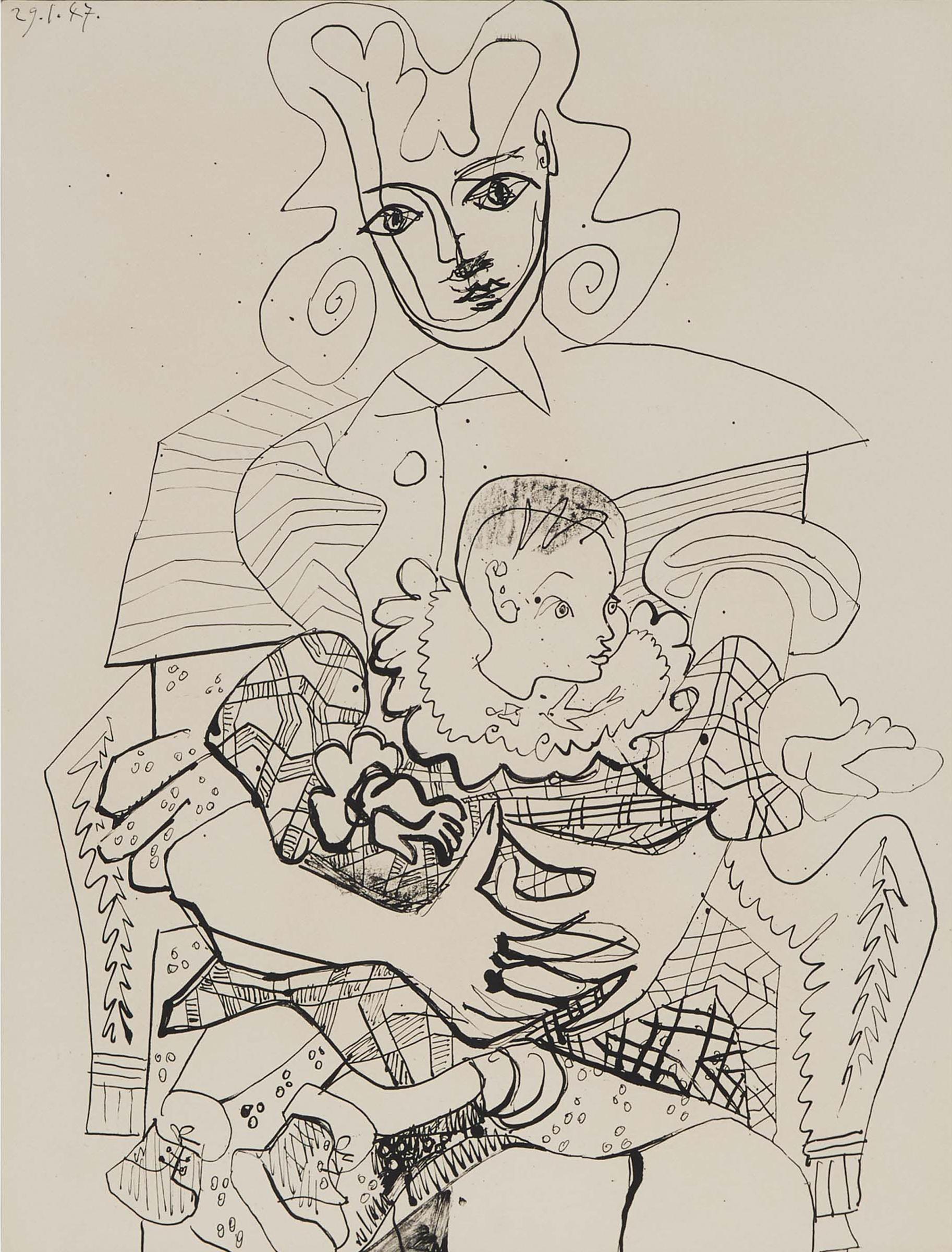 Pablo Ruiz Picasso (1881-1973) - INES AND HER CHILD, 1947 [M. 61; B. 415]
