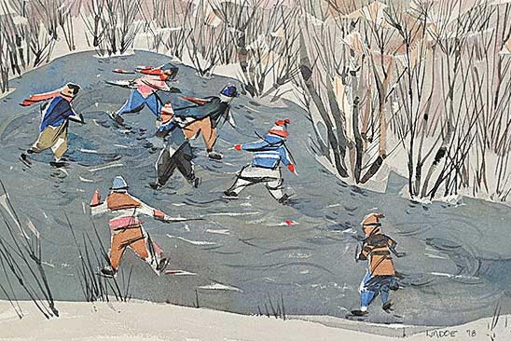 Luke Orton Lindoe (1913-1998) - Untitled - Ice Skating Pond