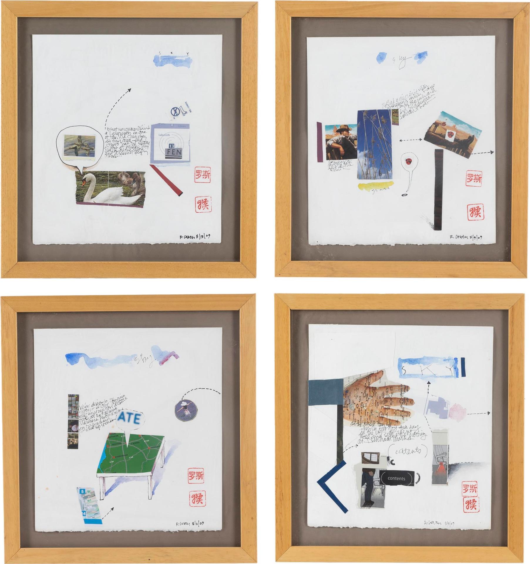 Ross Alexander Coates - Four Mixed Media Collages On Paper, 2009