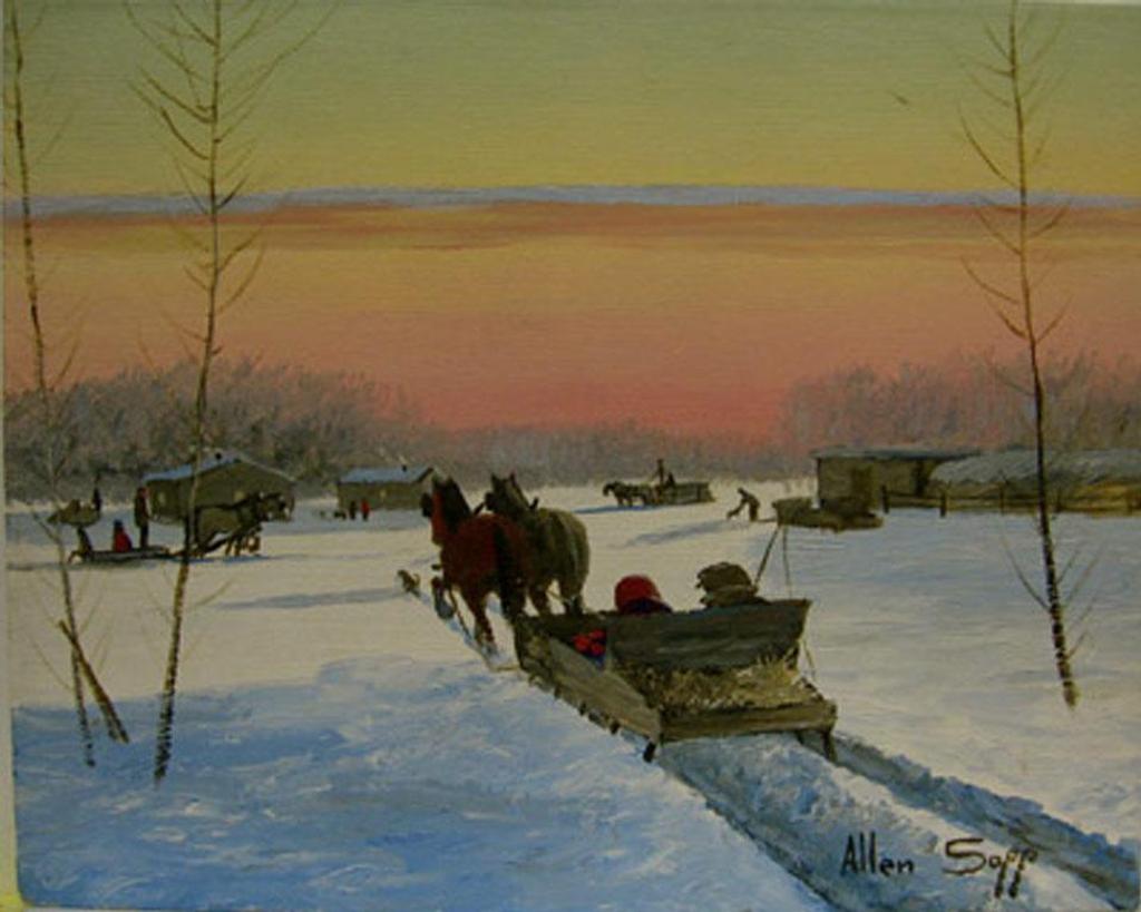 Allen Fredrick Sapp (1929-2015) - The Meeting Place - Horses And Sleighs