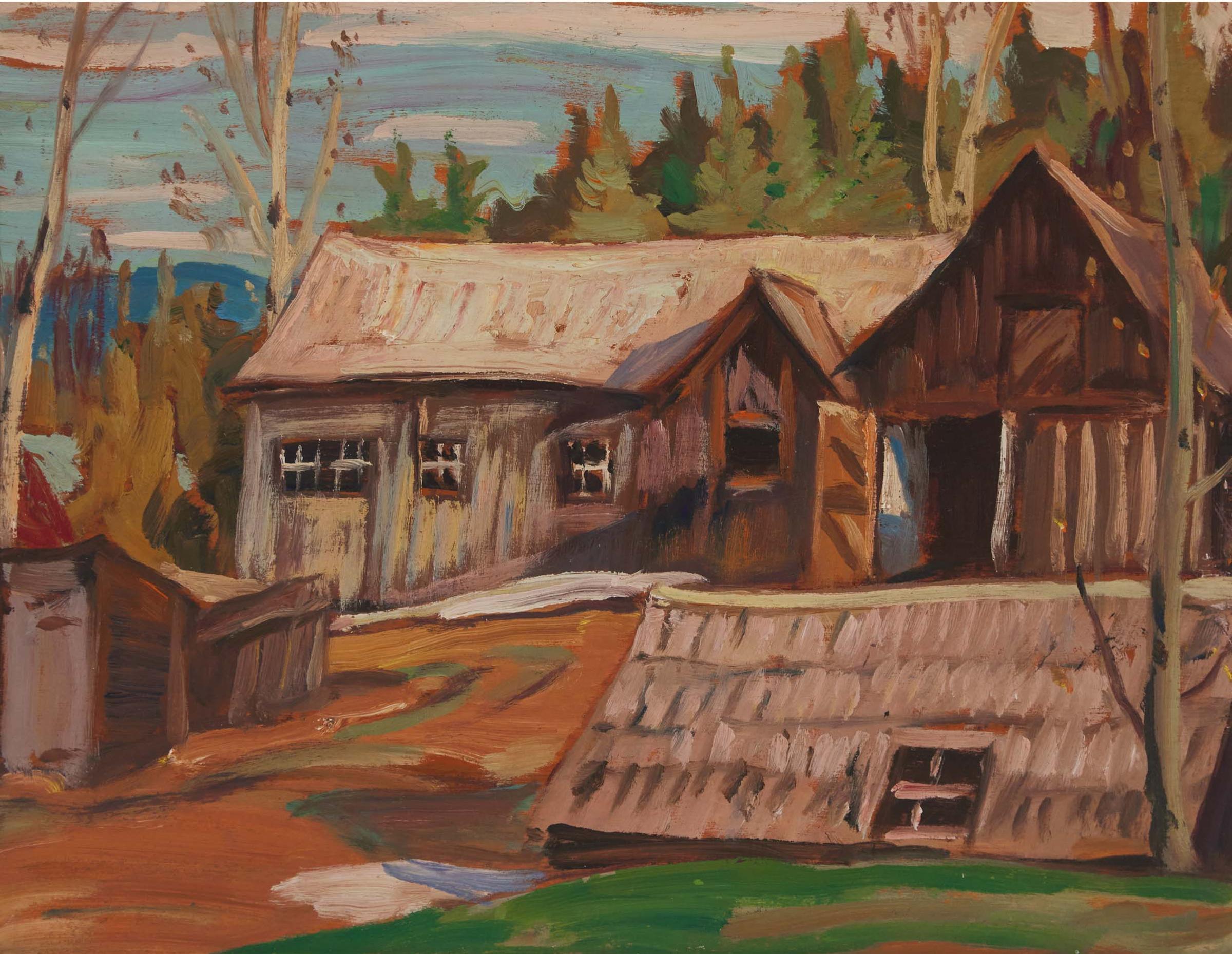 Alexander Young (A. Y.) Jackson (1882-1974) - Autumn Landscape With Farm Buildings, Ca. 1950