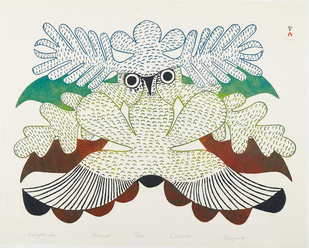 Kenojuak Ashevak (1927-2013) - Owl Of The Sea