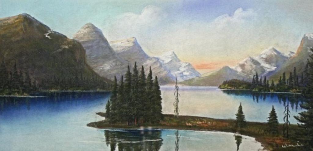 Maisie Wride (1892-1973) - Mountain Lake (Malign Lake, Jasper Park) Pastel