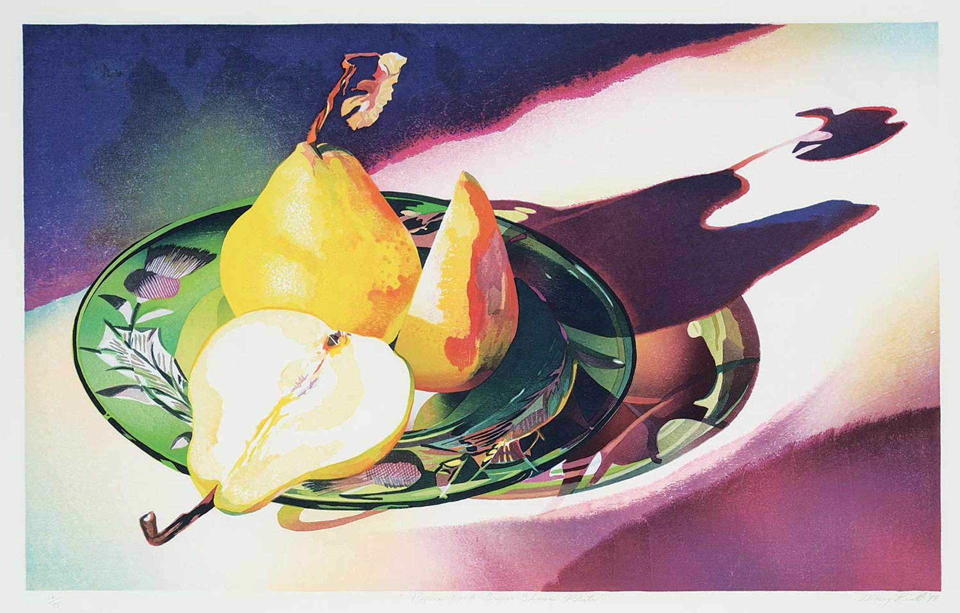 Mary Frances West Pratt (1935-2018) - Pears on a Green Glass Plate  #16/75
