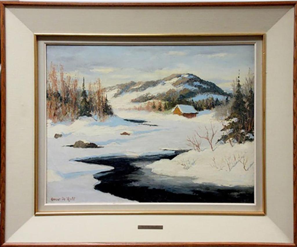 Oscar Daniel de Lall (1903-1971) - Untitled (Winter Creek Study With Cabin)